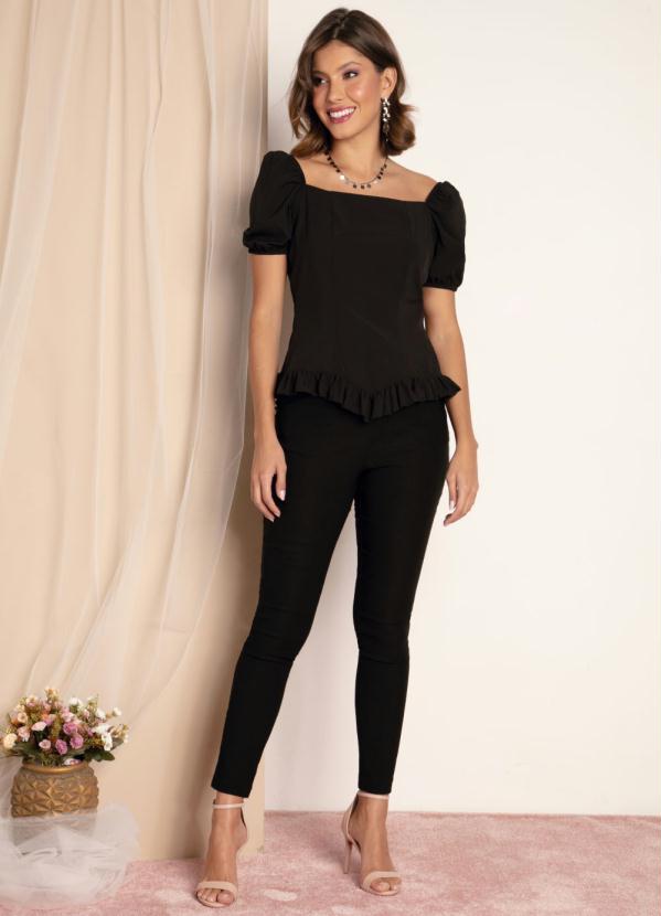 Quintess - Blusa Preto com Mangas Bufantes 5