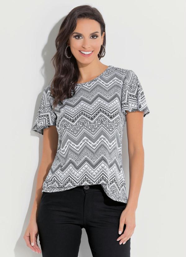 Quintess - Blusa Quintess Étnica com Decote Redondo