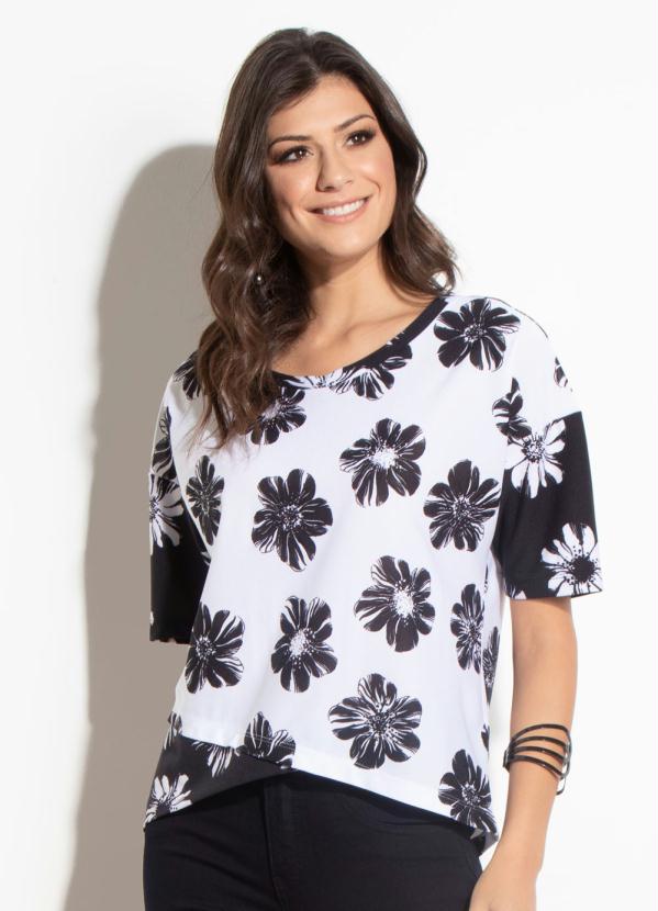 Blusa Quintess Floral Com Barra Assimétrica Quintess