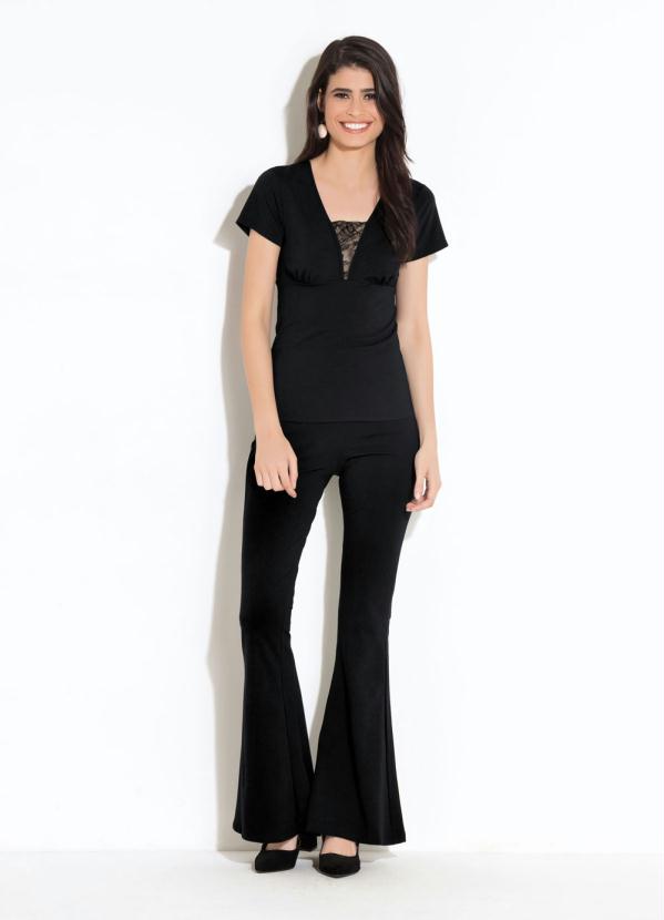 Quintess - Blusa Quintess Preta com Detalhe em Renda 3