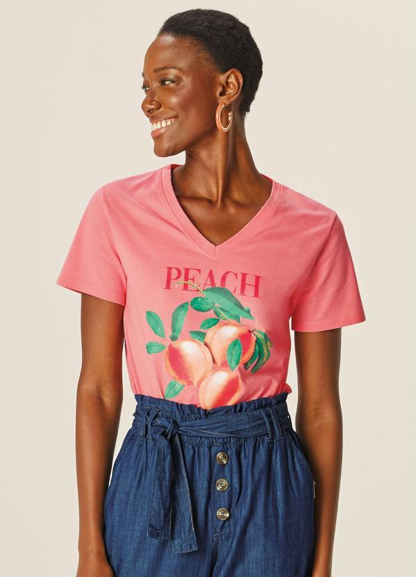 Malwee - Blusa Rosa Claro Peach Lovers Decote V