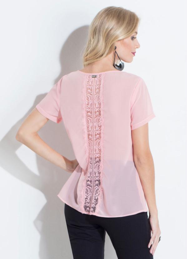 Quintess - Blusa Rosa Quintess com Renda nas Costas 2