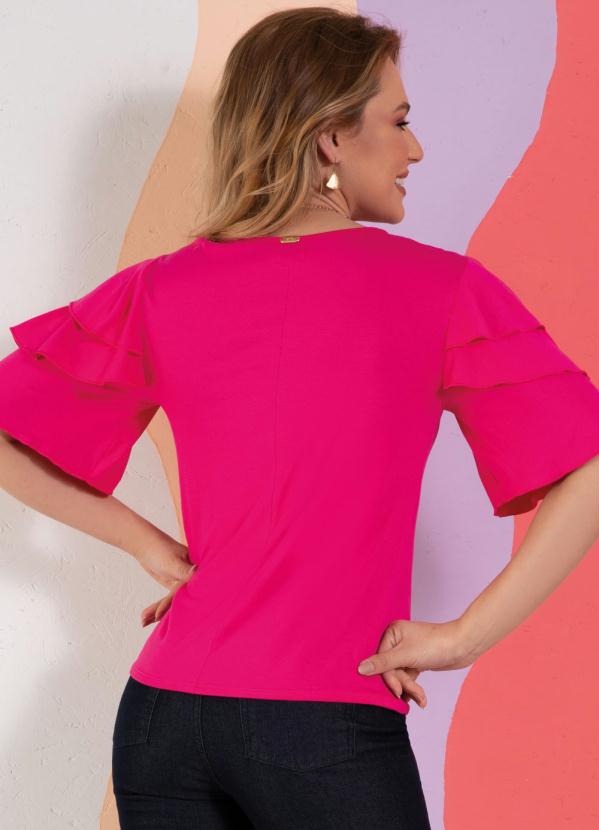 Quintess - Blusa Rosa Soltinha com Babados e Amarração 2