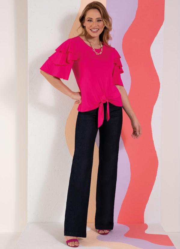 Quintess - Blusa Rosa Soltinha com Babados e Amarração 3