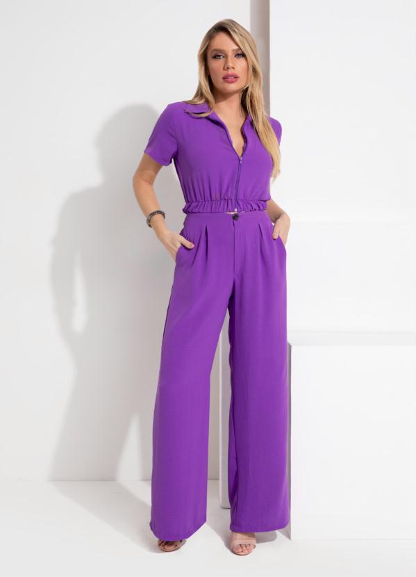 Outlet - Blusa Roxa com Gola e Zíper Frente 4