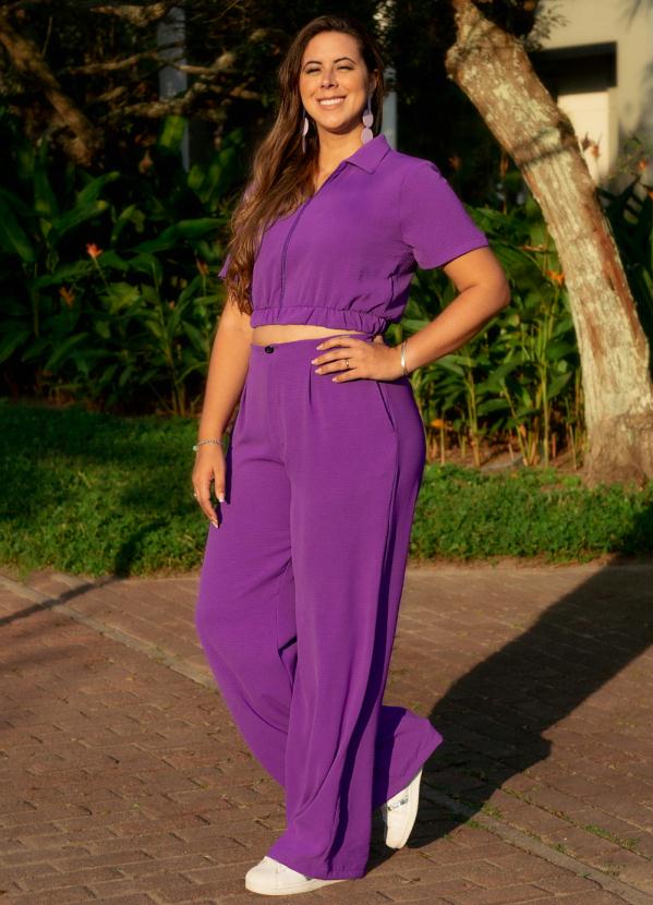 Outlet - Blusa Roxa com Gola e Zíper Frente 6