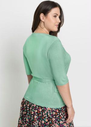 Queima Estoque - Blusa Transpassada com Amarração Verde - QUEIMA ESTOQUE