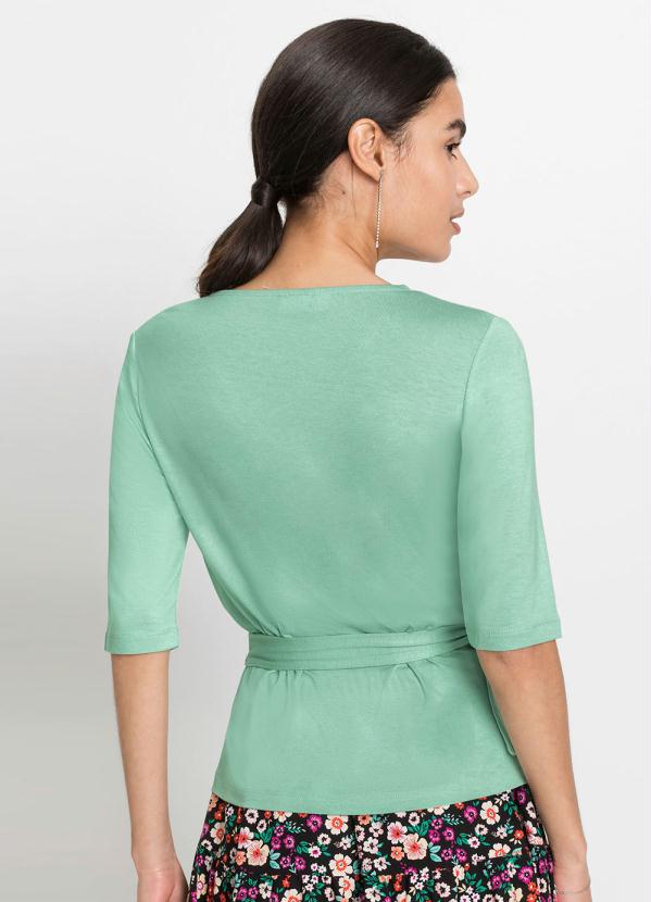 Outlet - Blusa Transpassada com Amarração Verde 2