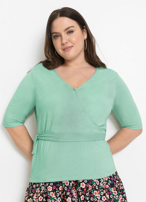 Outlet - Blusa Transpassada com Amarração Verde 4
