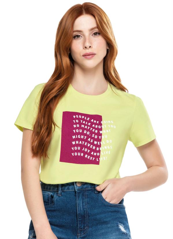 Enfim - Blusa Verde Claro Tradicional Inscrição em Malha