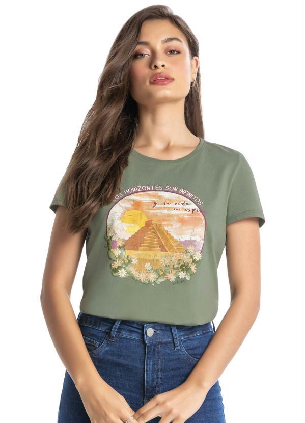 Enfim - Blusa Verde Militar Tradicional Asteca