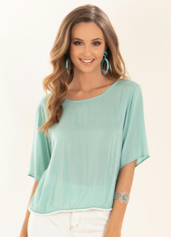 Quintess - Blusa Verde Quintess com Detalhe na Barra