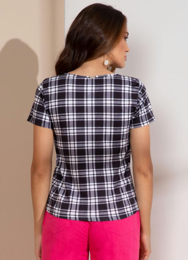 Quintess - Blusa Xadrez com Gota no Decote 2