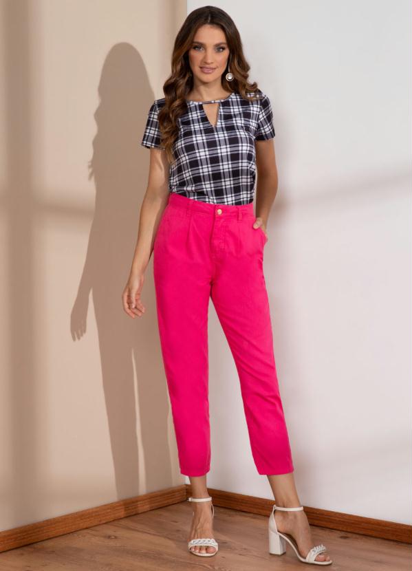 Quintess - Blusa Xadrez com Gota no Decote 3