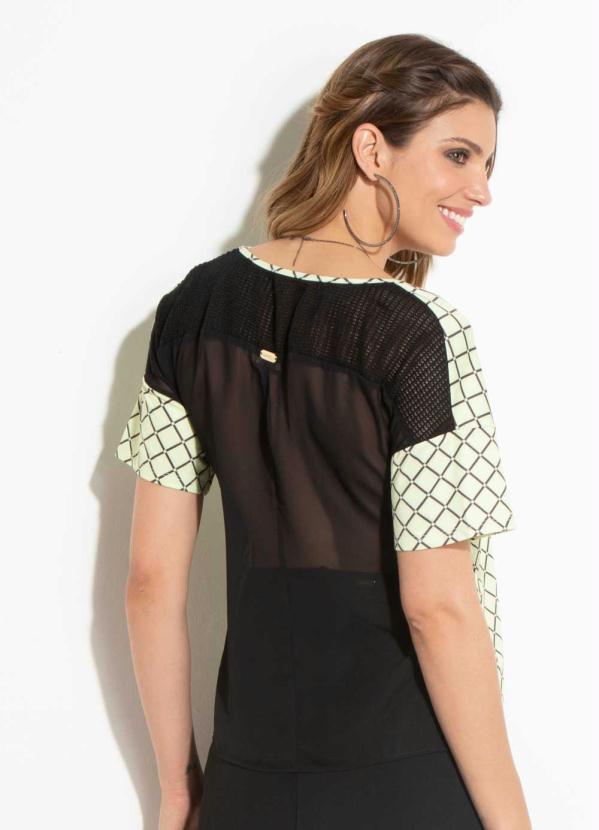 Quintess - Blusa Xadrez Lima Quintess com Transparência 2