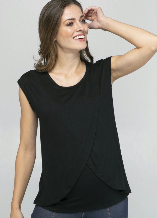 Agora Sou Mãe - Camiseta Amamentação Cross Preta