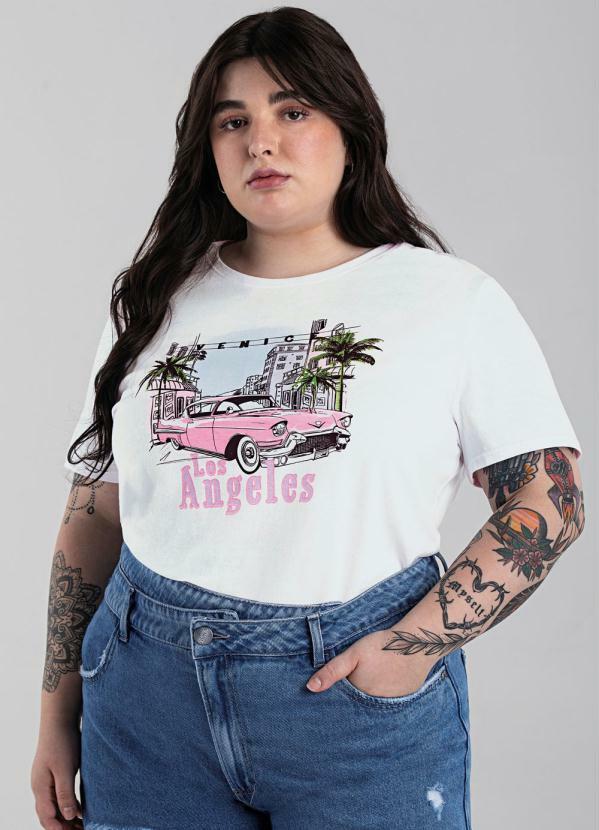 Enfim - Camiseta Branca Los Angeles Feminina