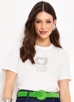 Colcci Jeans - Camiseta com Aplicação Cj Off White - COLCCI JEANS