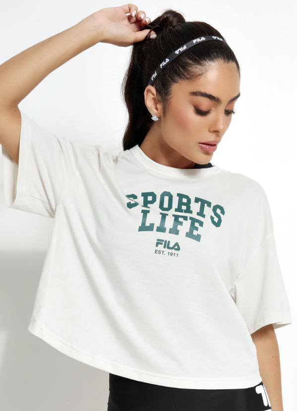 Fila - Camiseta Feminina Essetial Floating Over Bege