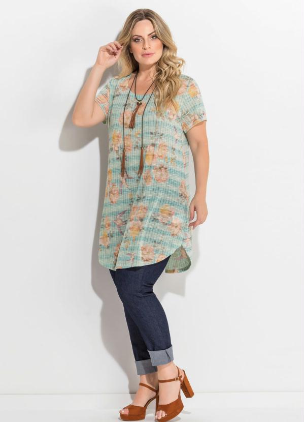 Quintess - Maxi Tee Floral Listrada Ampla 3