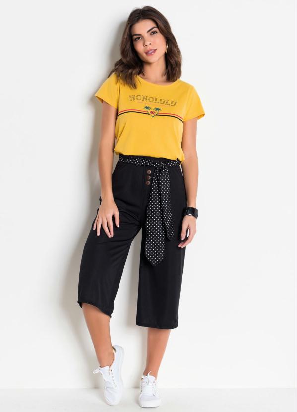 Outlet - T-Shirt Amarela com Estampa Frontal 3