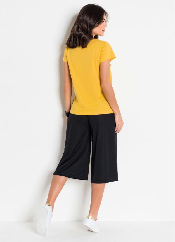 Outlet - T-Shirt Amarela com Estampa Frontal 4