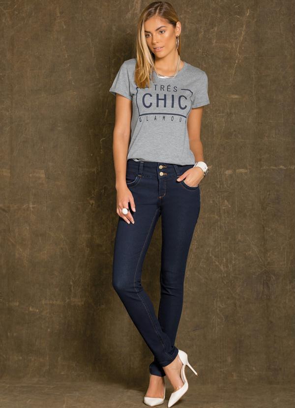 Quintess - T-Shirt Básica com Estampa Frontal Mescla 3