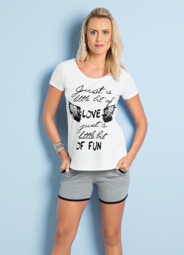 Outlet - T-Shirt Branca com Decote Redondo