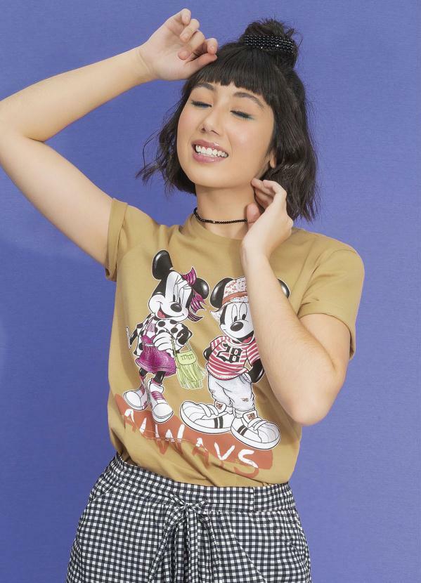 Disney - T-Shirt com Estampa Frente e Costas Marrom