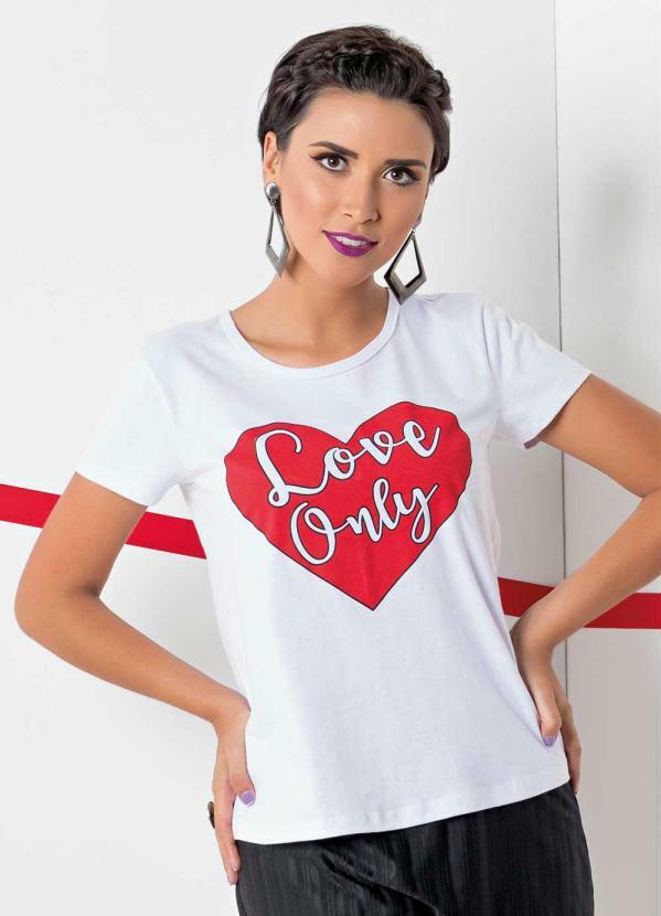 Outlet - T-Shirt com Estampa Love Only Branca