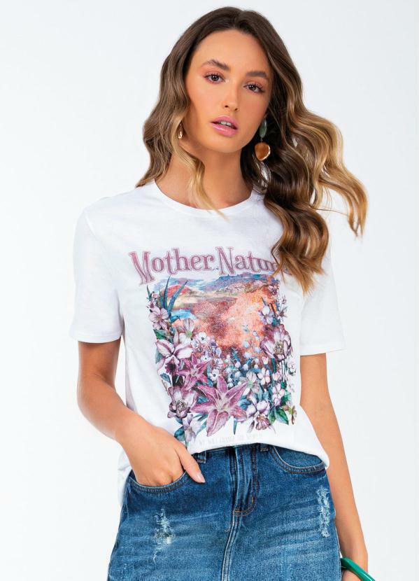 Briard - T-Shirt de Manga Curta em Meia Malha Pa Branco