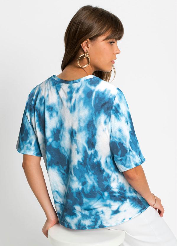 Outlet - T-Shirt Decote Redondo Tie Dye Azul 2