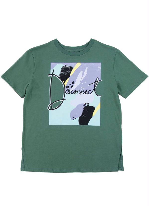 Bjoe - T-Shirt em Meia Malha Estampada Verde 2