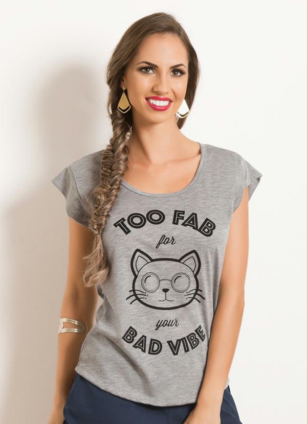 Outlet - T-Shirt Mescla com Decote Redondo