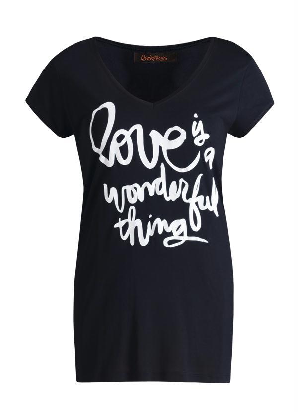 Quintess - T-Shirt Preta com Estampa de Frase 5
