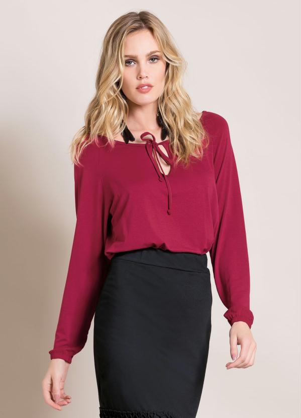 Quintess - Blusa Ampla com Amarração Frontal Bordô