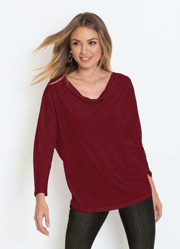 bonprix - Blusa Ampla Gola Boba Bordô