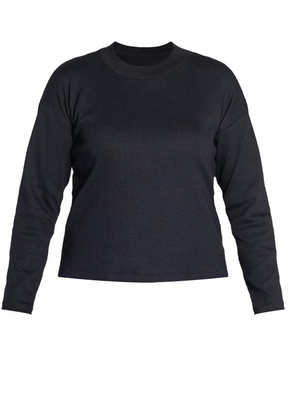 Outlet - Blusa Básica Mangas Longas Preta 3