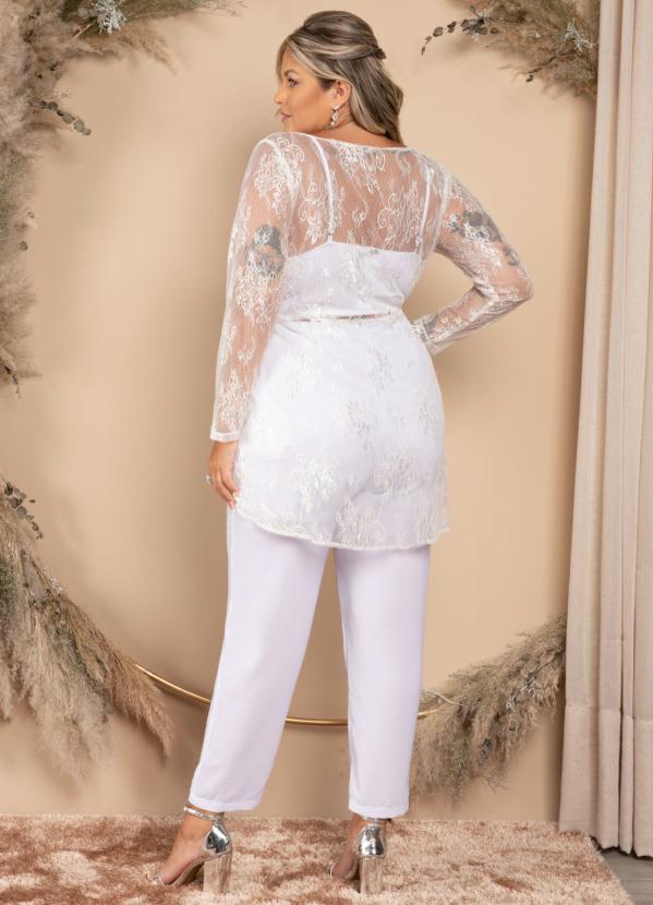 Quintess - Blusa Branca com Rendado Off White e Mullet 10