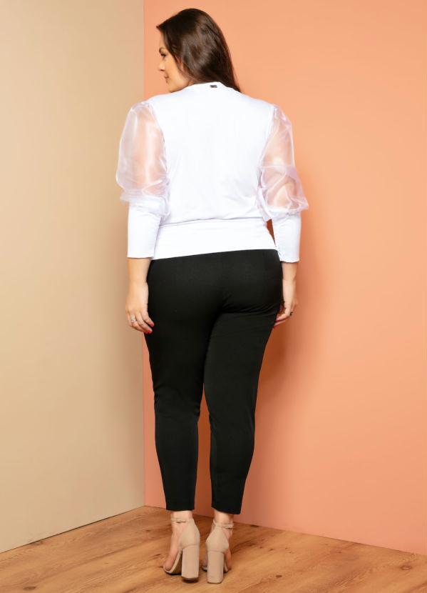 Quintess - Blusa Branca Mangas Bufantes com Transparência 10
