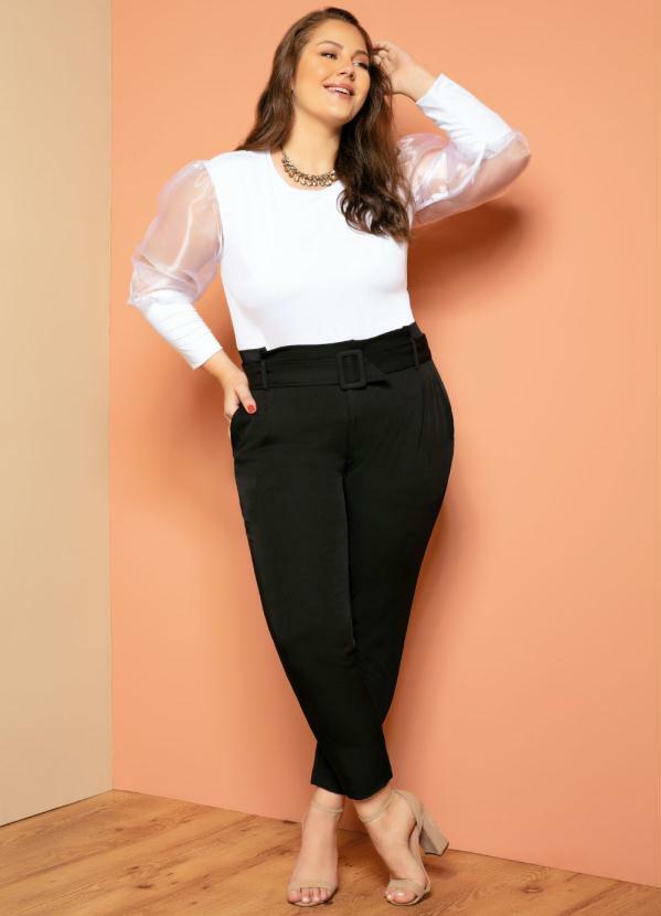 Quintess - Blusa Branca Mangas Bufantes com Transparência 11