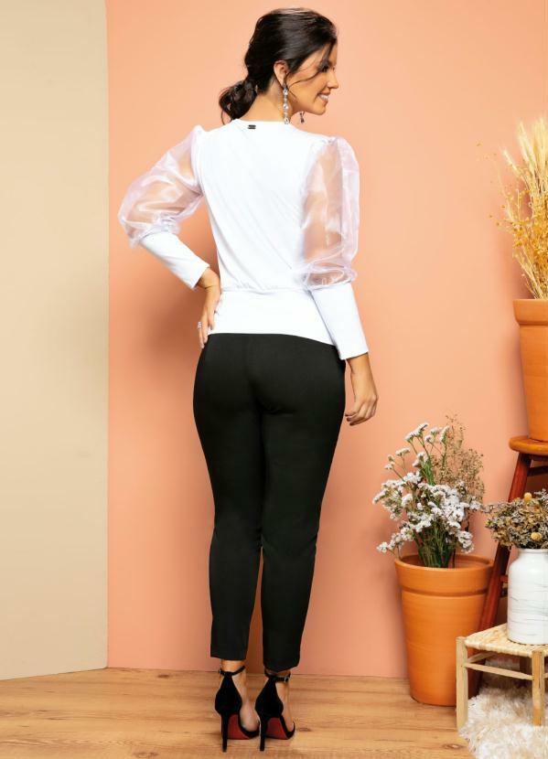 Quintess - Blusa Branca Mangas Bufantes com Transparência 6