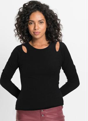 bonprix - Blusa Canelada Preta - BONPRIX