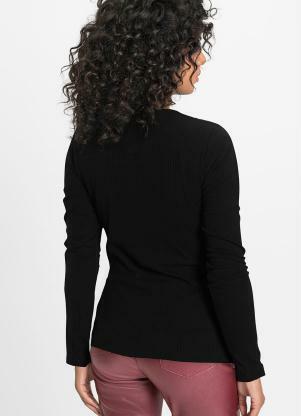bonprix - Blusa Canelada Preta - BONPRIX