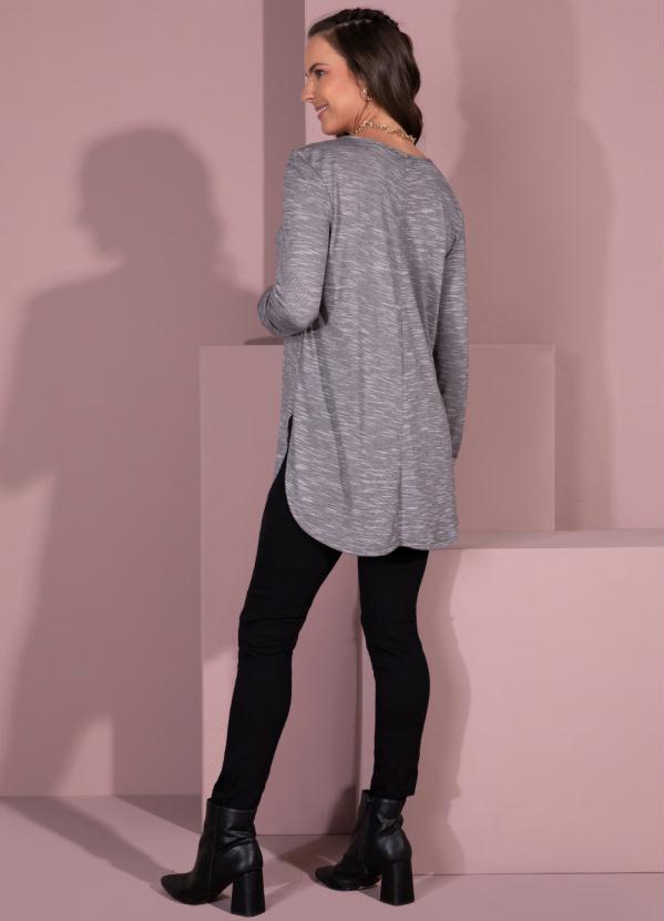 Quintess - Blusa Chumbo em Flamê com Mangas Longas 4