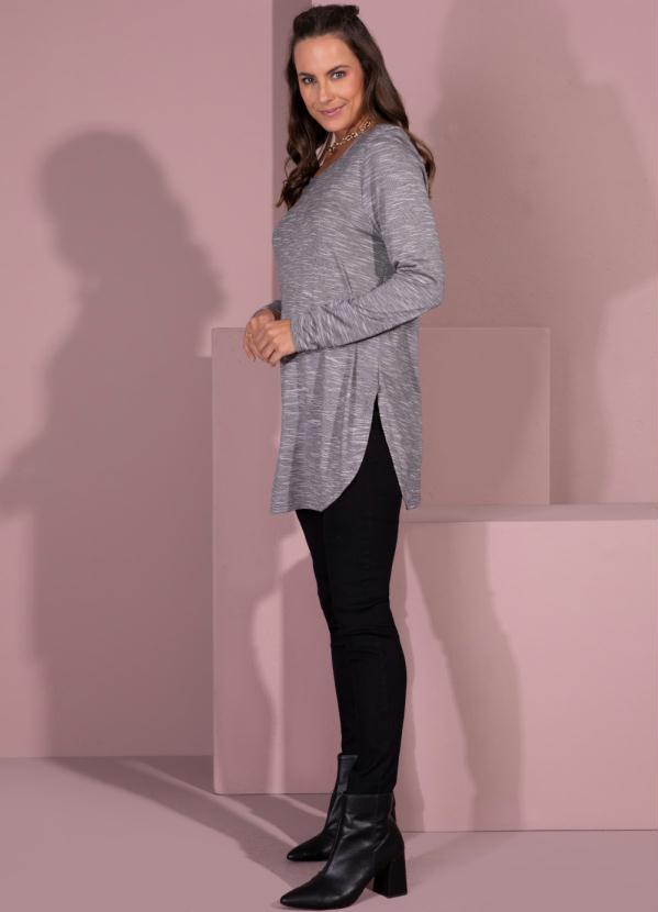 Quintess - Blusa Chumbo em Flamê com Mangas Longas 5