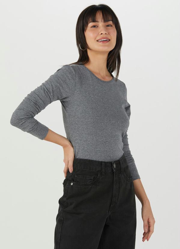 Malwee - Blusa Cinza Escuro Feminina em Cotton