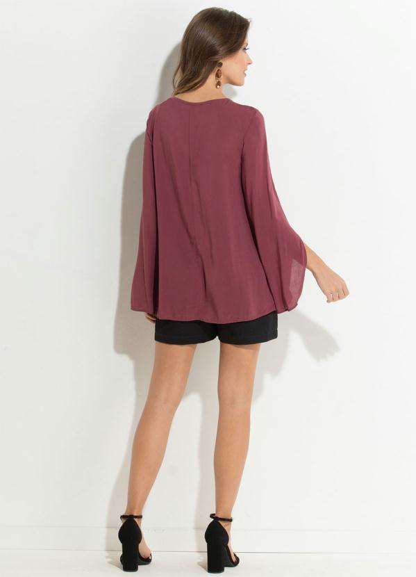 Quintess - Blusa com Aberturas nas Mangas Bordô Quintess 4