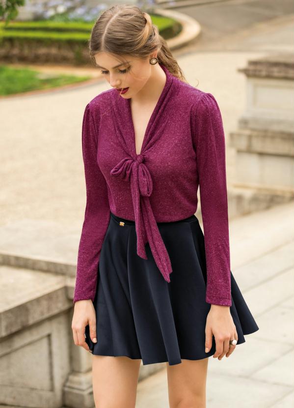 Quintess - Blusa com Amarração no Decote Vinho 7