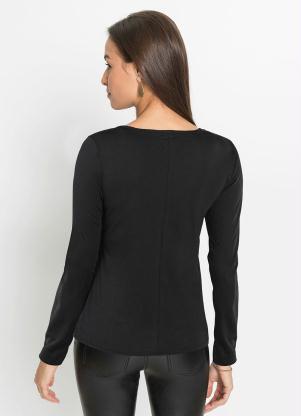 bonprix - Blusa com Decote Assimétrico Preta - BONPRIX